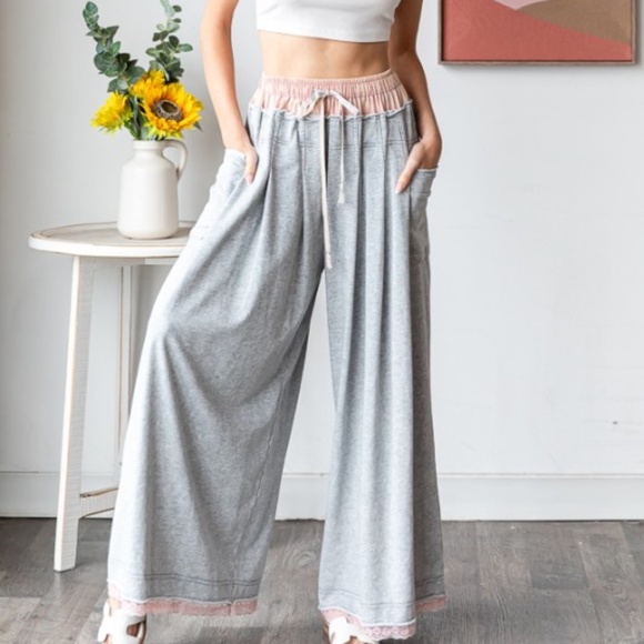 Oli & Hali Color Block High Waisted Pockets Wide leg Pants - Picture 2 of 8